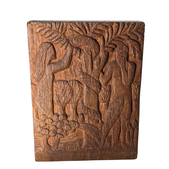 Unique Vintage Mid Century Hand Carved Wooden ADAM & EVE Before & After BOOKENDS - Picture 1 of 9
